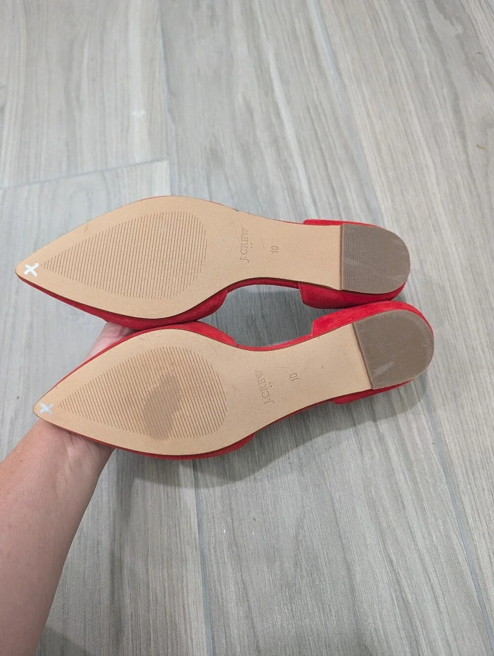 J.Crew Red Pointed Toe Leather Flats Size 10